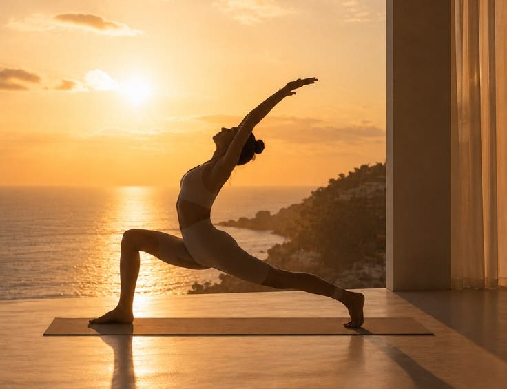 Woman doing yoga to add more movement to her day.